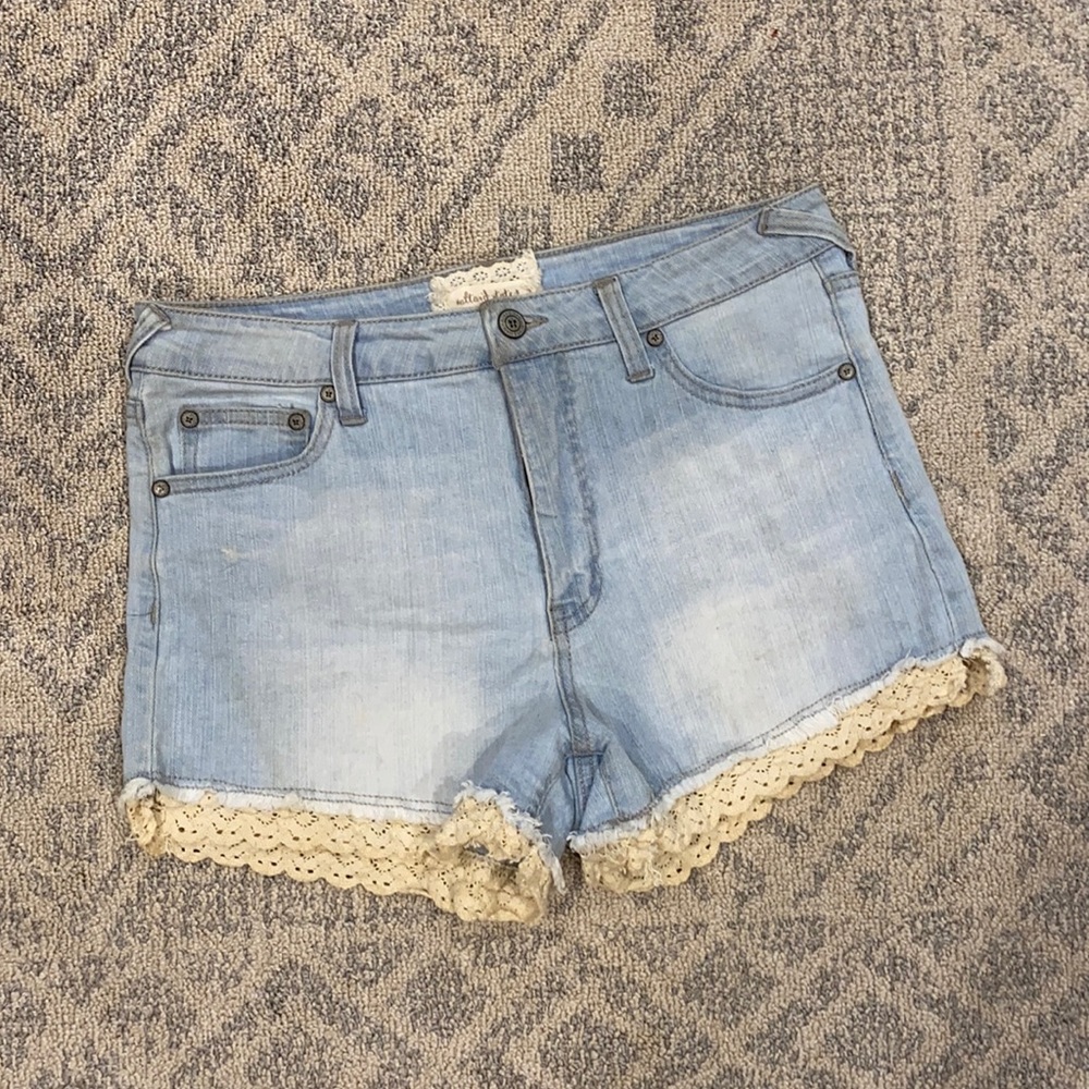 5 for $20 ✨ Altar’d State Distressed Crochet Hem Jean Shorts